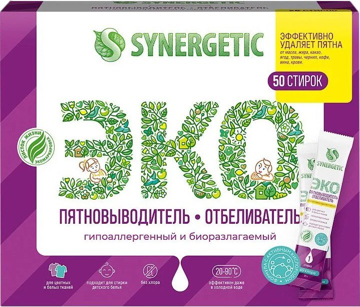 

Пятновыводитель Synergetic Отбеливатель с активным кислородом (50x25 г)