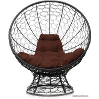 Кресло M-Group Кокос на подставке 11590405 (черный ротанг/коричневая подушка)