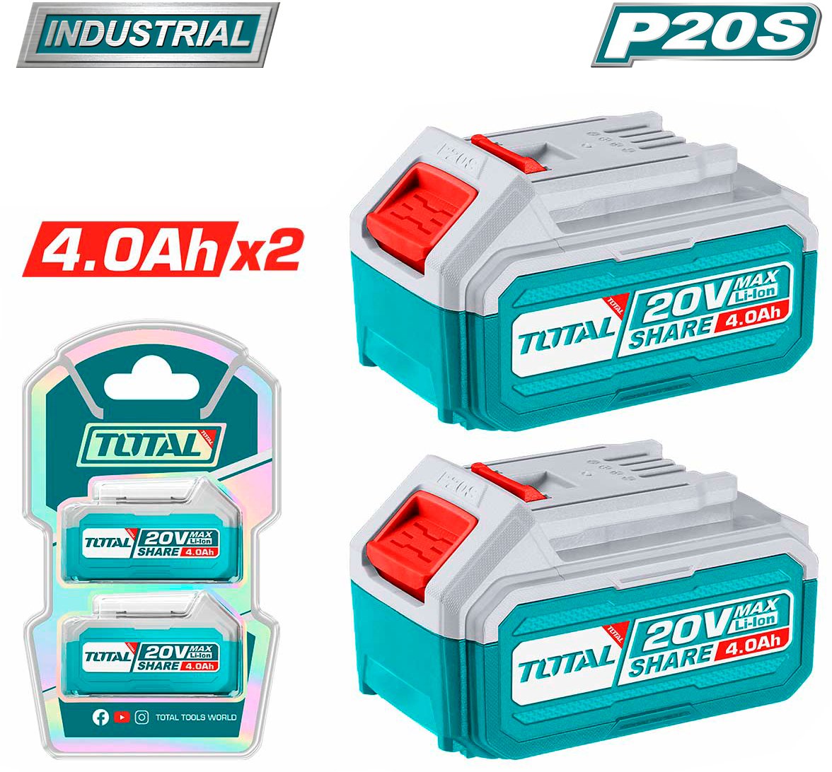 

Набор аккумуляторов Total TOSLI240312 (20В/2x4 Ah)