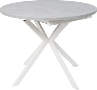 Кухонный стол Listvig Vega 100-135x75 (бетон светлый/белый)
