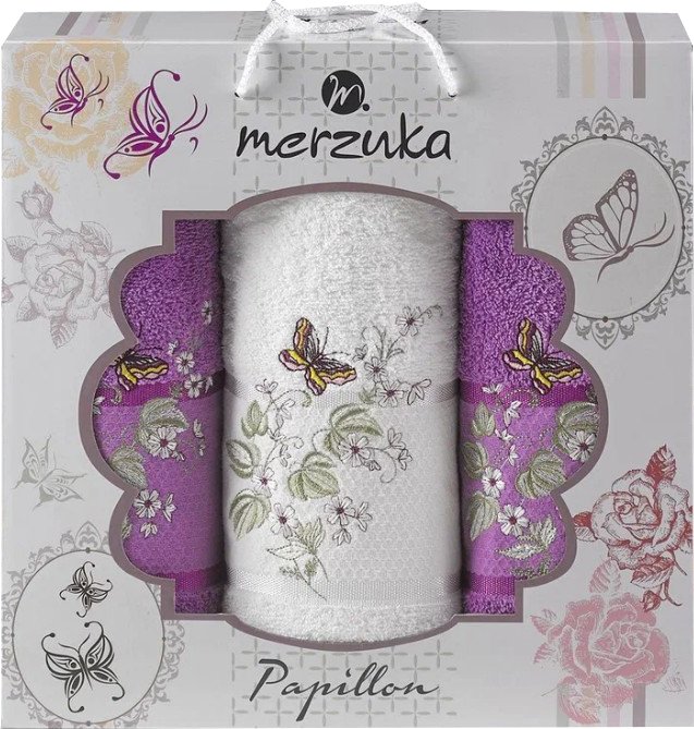 

Набор полотенец Merzuka Papillon 10170 (3 шт, в коробке, фиолетовый)