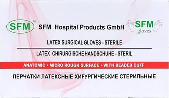 Латексные перчатки SFM мед. хирургич. стерил. неопудр. текстур. однораз. (9.0, 100 шт)