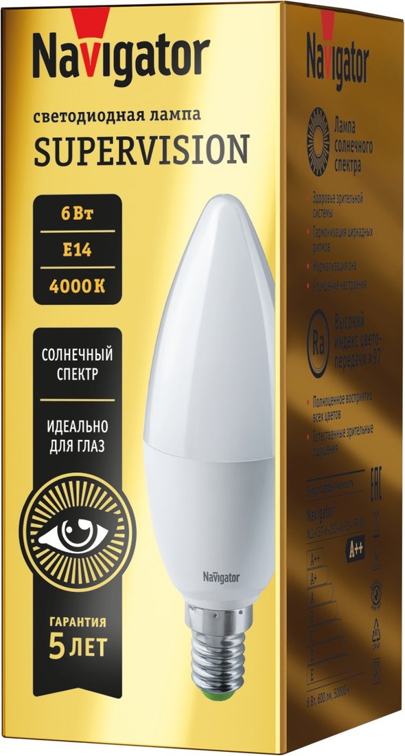 

Светодиодная лампочка Navigator 80 546 NLL-C37-6-230-4K-E14-FR-SV