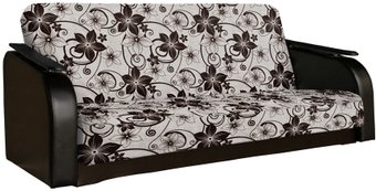 Асмана Премьер (декор прямой/рогожка цветок крупный коричневый/кожзам коричневый)