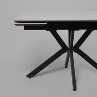 Кухонный стол Lepremo AV 2111 МДФ+керамика раздвижной 1200-1800x800 (белый матовый Snow White/черный)