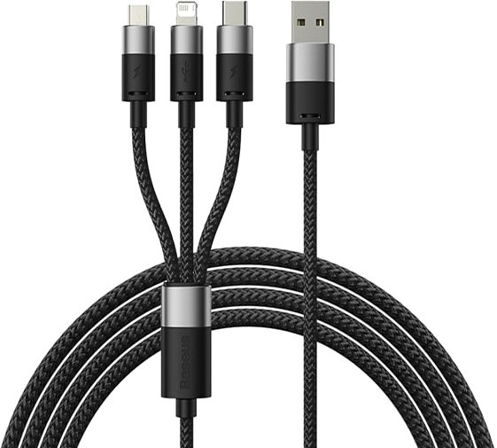 

Кабель Baseus StarSpeed 1-for-3 Fast Charging Data Cable (1.2 м, черный)