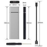 Бокс для накопителей M.2 USBTOP M.2 NGFF - USB-C/USB-A (5 Гбит/с, серебристый)