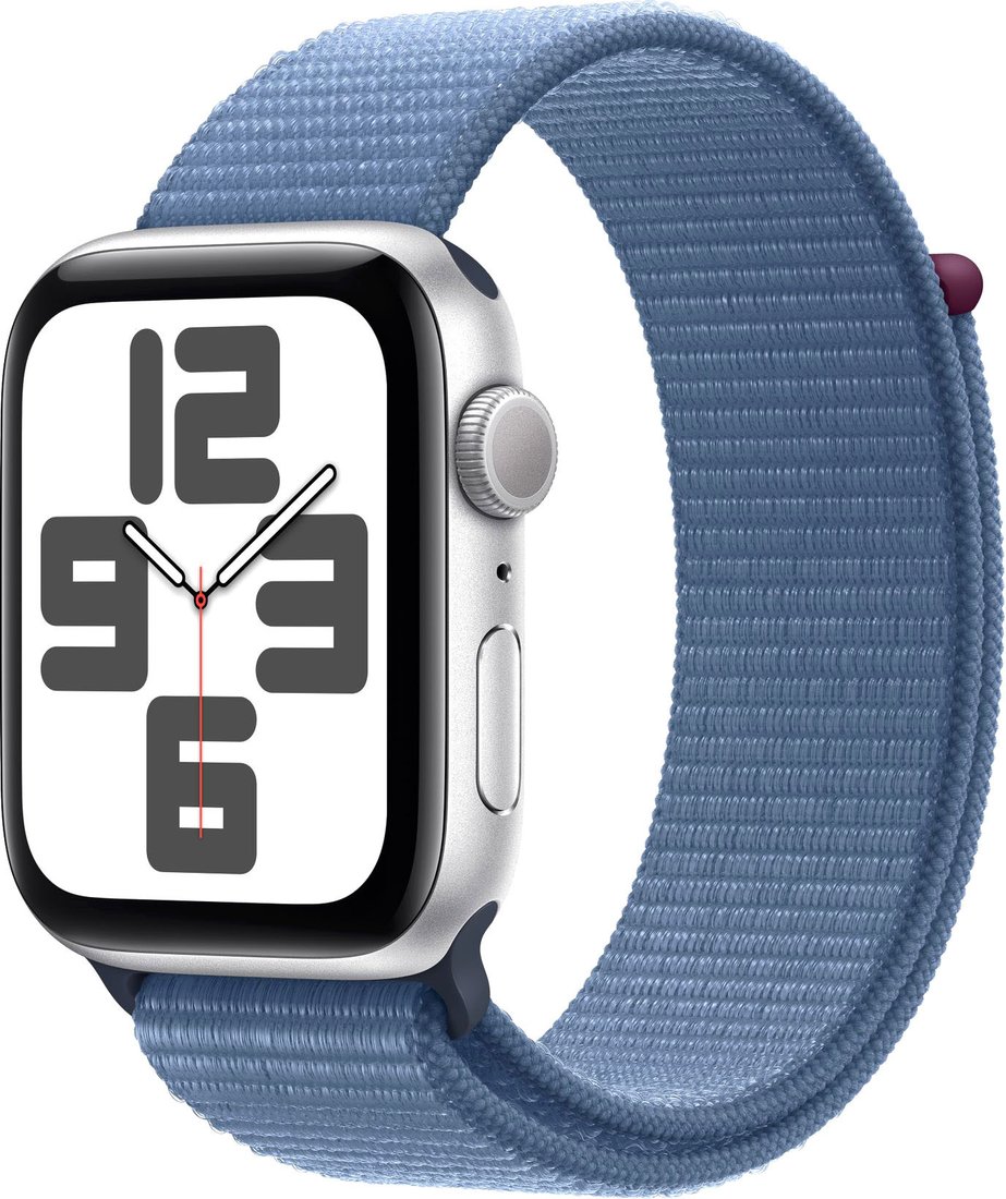 

Умные часы Apple Watch SE 2 44 мм (алюминиевый корпус, серебристый/зимний синий, нейлоновый ремешок)
