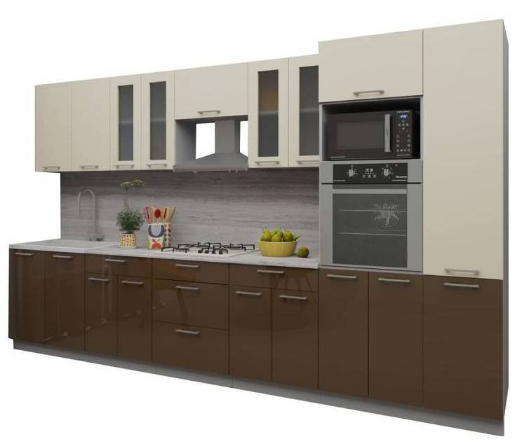 

Готовая кухня Интерлиния Мила Gloss 3.6 (ваниль-шоколад)