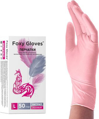 Нитриловые перчатки Foxy Gloves Нитриловые (M, 100 шт, розовый)