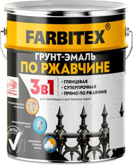 

Грунт-эмаль Farbitex По ржавчине 3в1 5 кг (серый)