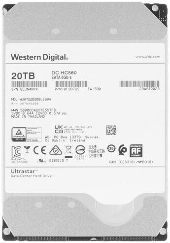 

Жесткий диск WD Ultrastar DC HC560 20TB WUH722020BLE604