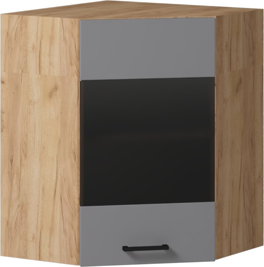 

Шкаф навесной Genesis Мебель Алиса навесной Грей угловой 600 со стеклом (дуб золотой/серый)