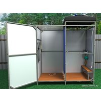 Душевая кабина для дачи с баком Импласт Премиум летний душ с тамбуром и подогревом 150 л