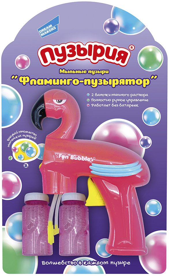 

Пистолет для создания мыльных пузырей Dream Makers Фламинго-пузырятор P8958A