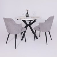 Кухонный стол Lepremo AV 1106 МДФ раздвижной D1000-1350x750 (Азул Оникс/черный)