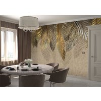 Фотообои Vimala Пальмовые листья золотые 270x300