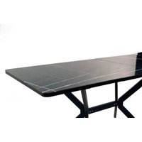 Кухонный стол ВВР Миллер (мрамор черный 3/черный №7, стекло 120-160/80)