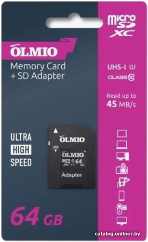 Карта памяти Olmio microSDXC 64GB UHS-I U3