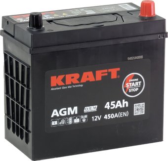 Автомобильный аккумулятор KRAFT AGM R+ 450A (45 А·ч)