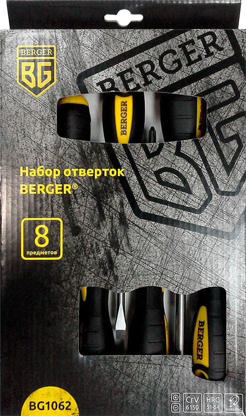

Набор отверток Berger BG1062 (8 предметов)