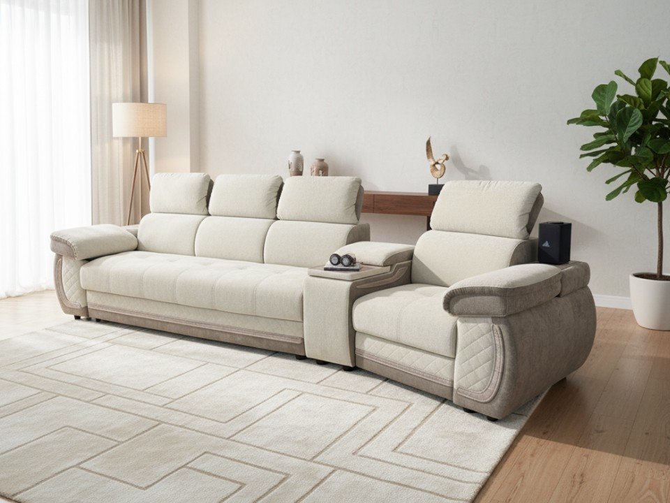 Диван ПетраМебель Айпетри Люкс с креслом-реклайнером (бежевый)