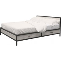 Кровать Millwood Neo Loft КМ-3.8 Л 207x190x81 (дуб белый Craft/металл черный)