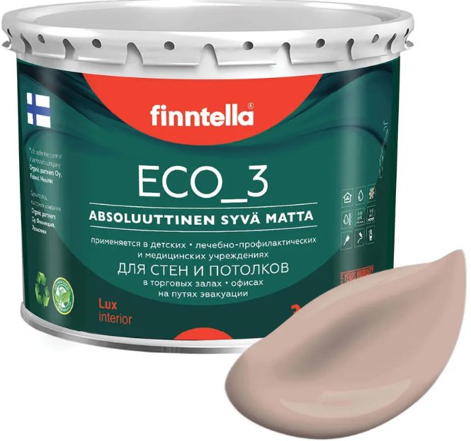 

Краска Finntella Eco 3 Wash and Clean Jauhe F-08-1-3-LG178 2.7 л (теплый бежевый)