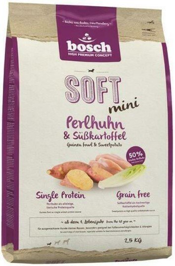 

Полувлажный Bosch Soft Mini Guinea Fowl & Sweetpotato (Цесарка с Бататом) 2.5 кг