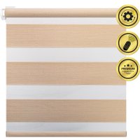 Рулонная электроштора НеоФьюжен Юпитер 270х250 левая (бежевый, белая фурнитура)