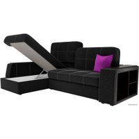Угловой диван Лига диванов Брюссель 29390 (левый, микровельвет, черный)