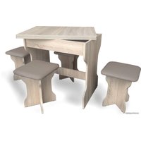 Обеденная группа Анмикс ЛДСП (дуб санома/кожзам капучино)