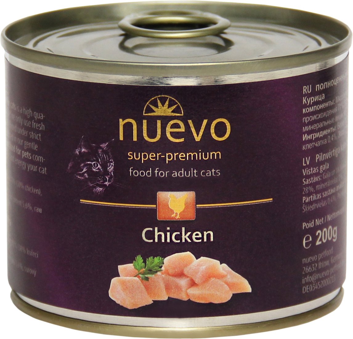 

Консервированный корм для кошек Nuevo Cat Adult Chicken 0.2 кг