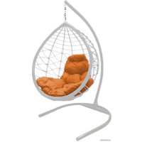 Подвесное кресло M-Group Капля Лори 11530107 (белый ротанг/оранжевая подушка)