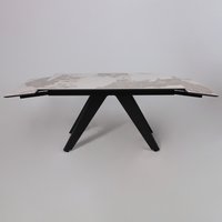 Кухонный стол Lepremo AV 2122 МДФ+керамика раздвижной 1400-2000x850 (белый глянцевый Pandora/черный)