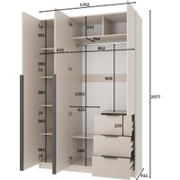 Шкаф распашной Mio Tesoro Мельбурн 3DG3S (кашемир)