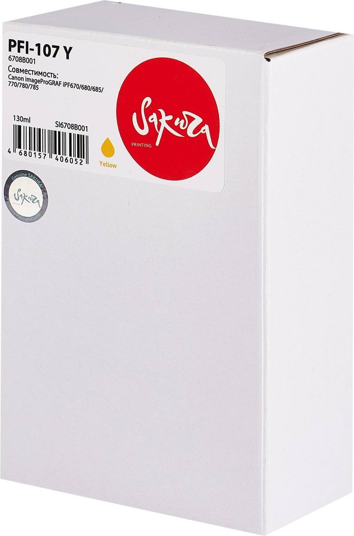 

Картридж Sakura Printing SI6708B001 (аналог Canon PFI-107 Y)