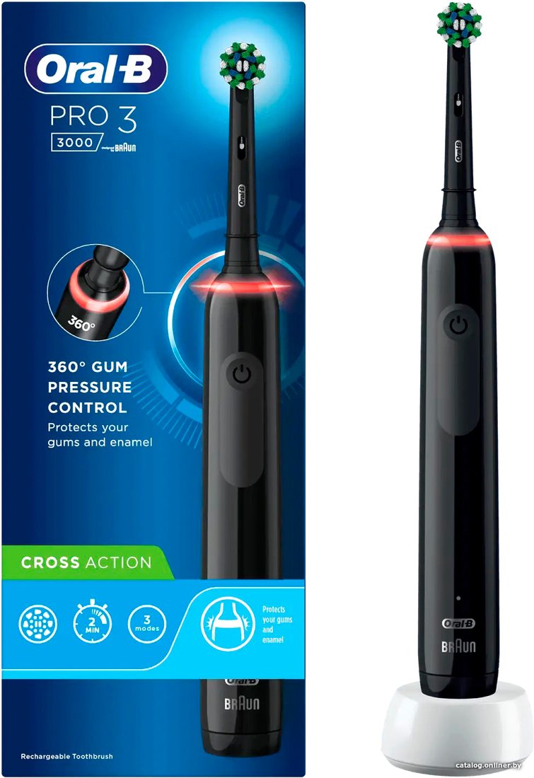 Электрическая зубная щетка Oral-B Pro 3 3000 Cross Action D505.513.3 (черный)