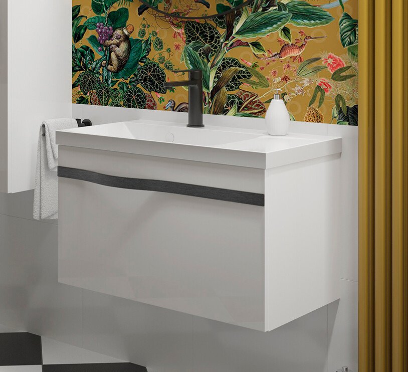 

Lauter Тумба под умывальник Eva 69 (белый глянец, ручка матовая черная сталь)