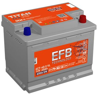 Автомобильный аккумулятор Titan EFB R+ (60 А·ч)