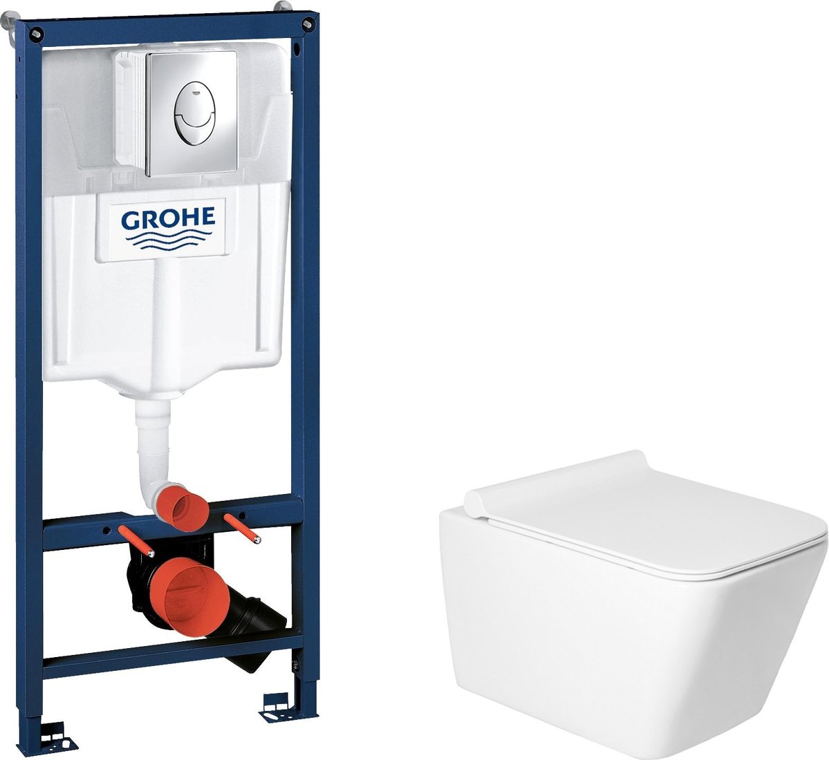 

Унитаз подвесной Saniteco KW-9004W + GROHE Rapid SL 38721001