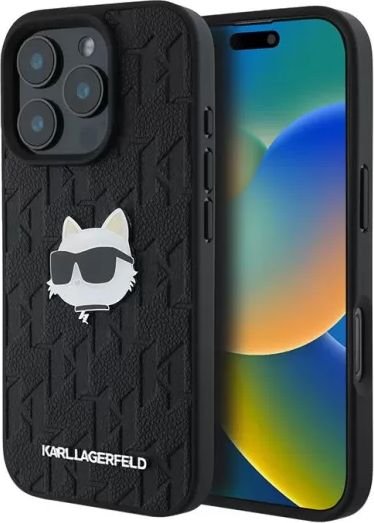 

Чехол для телефона Lagerfeld PU Grained Monogram NFT Choupette metal Head для iPhone 16 Pro Max KLHCP16XPGKLCHPK