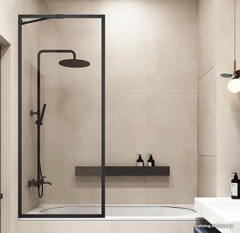 Стеклянная шторка для ванны Veconi 80x150 PL85B-80-01-C7 (стекло прозрачное/черный)