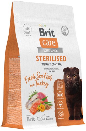 Сухой корм для кошек Brit Кеа Cat Sterilised Weight Control с рыбой и индейкой 1.5 кг