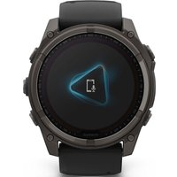 Умные часы Garmin Fenix 8 Solar, Sapphire 51мм (титановый угольно-серый с DLC-покрытием и черным ремешком)