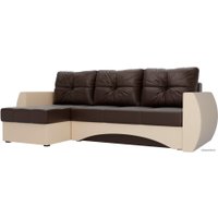 Угловой диван Лига диванов Сатурн 101068 (левый, экокожа, коричневый/бежевый)