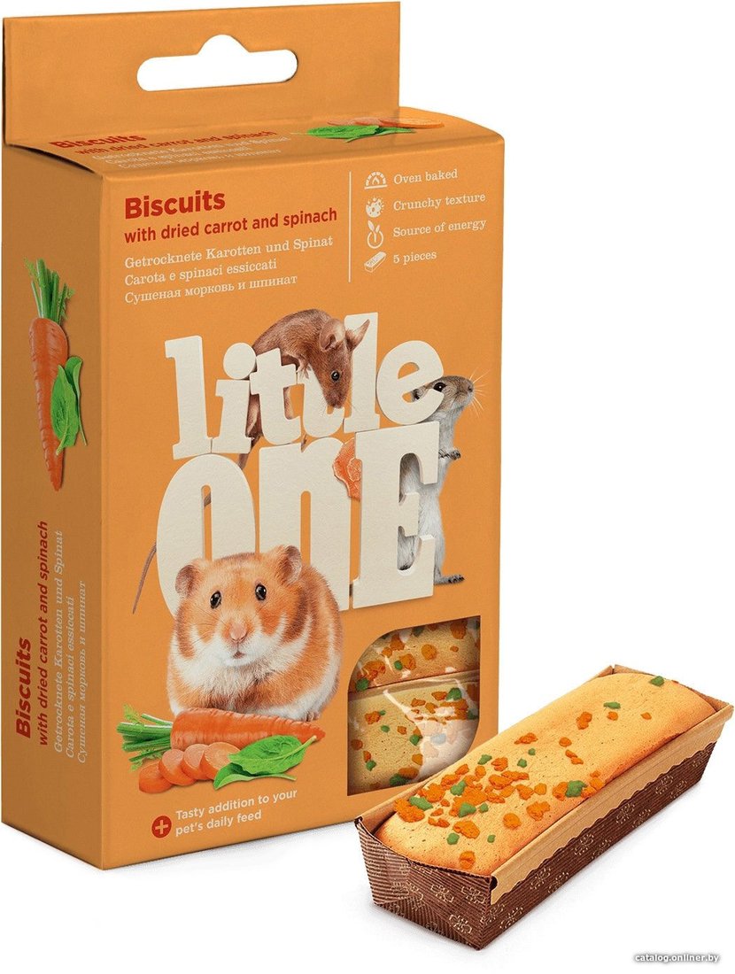 Лакомство для грызунов Little One Бисквиты с морковью 5х7 г