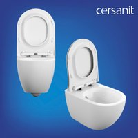 Унитаз подвесной Cersanit Brasko Smart DPL EO Slim + Aqua 50 Prime P 69319 (с кнопкой Accento Circle хром глянцевый)
