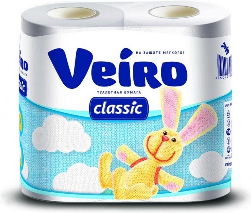 

Туалетная бумага Veiro Classic 2 слоя (4 рулона)