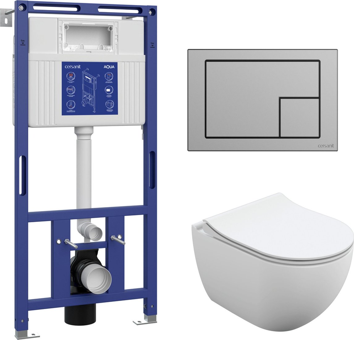 

Унитаз подвесной Cersanit Brasko Slim 64824 + Aqua Prime М 50 68179 с кнопкой Corner 64107 (кнопка хром матовый)